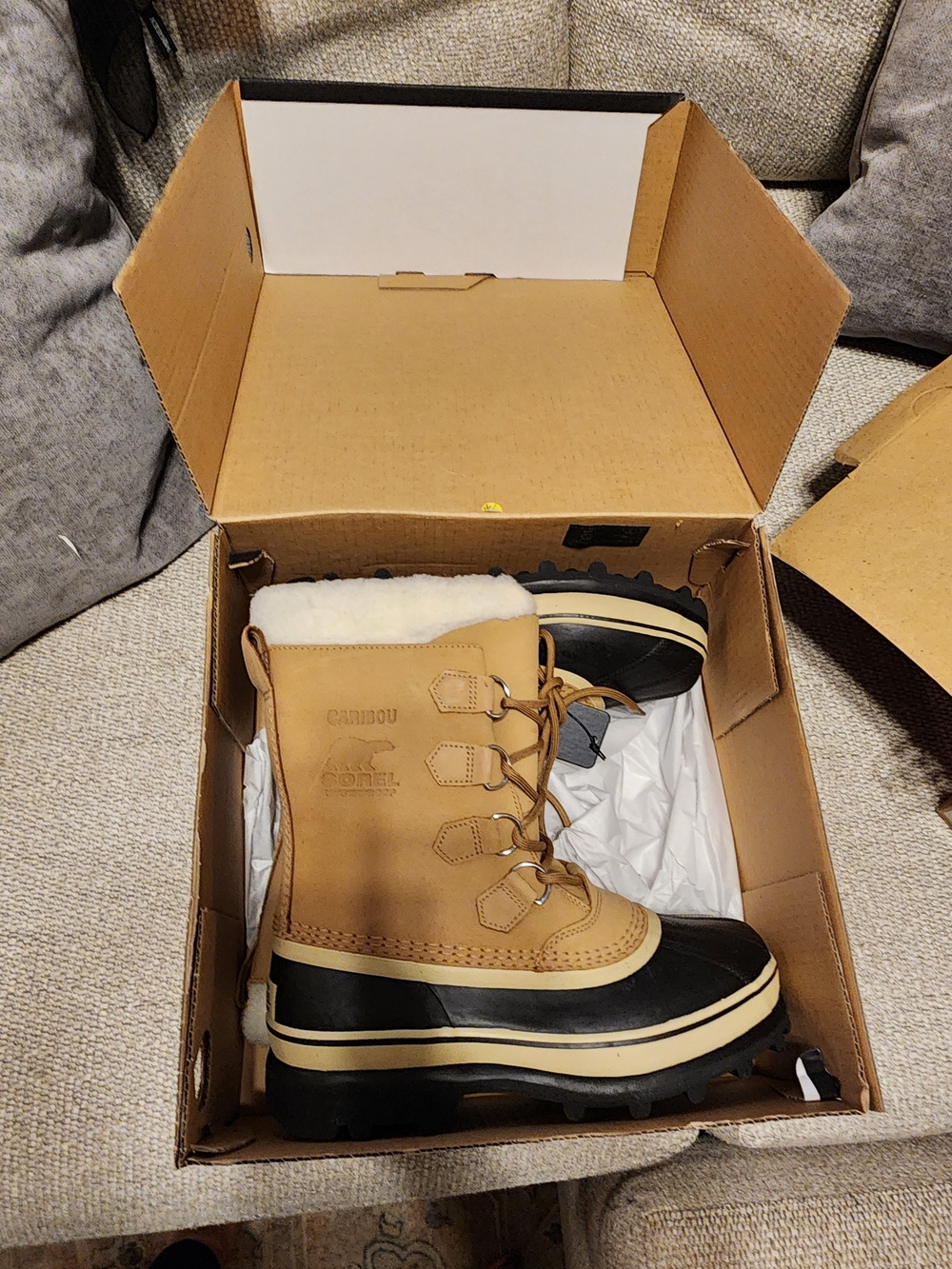 Sorel Tan Black Women's Winter Rain Boots with Shearling Collar